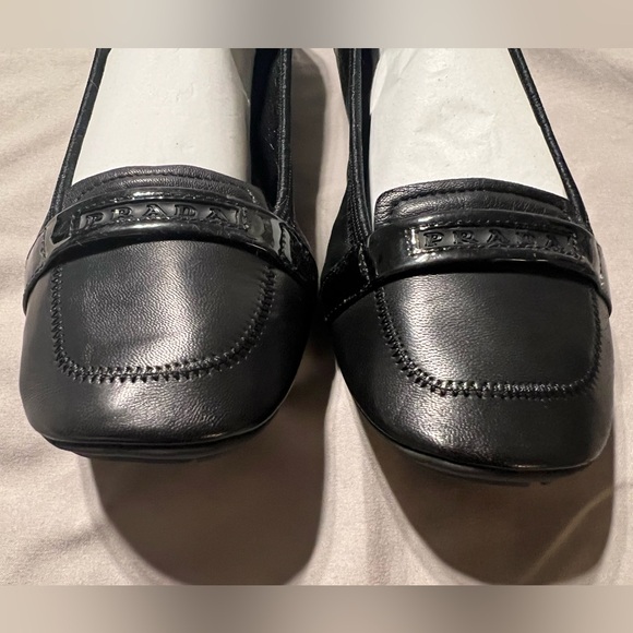 PRADA SPORT BALLET FLATS PATENT BLACK LEATHER SIZE 36.5 EU / 6.5 US - Picture 8 of 13